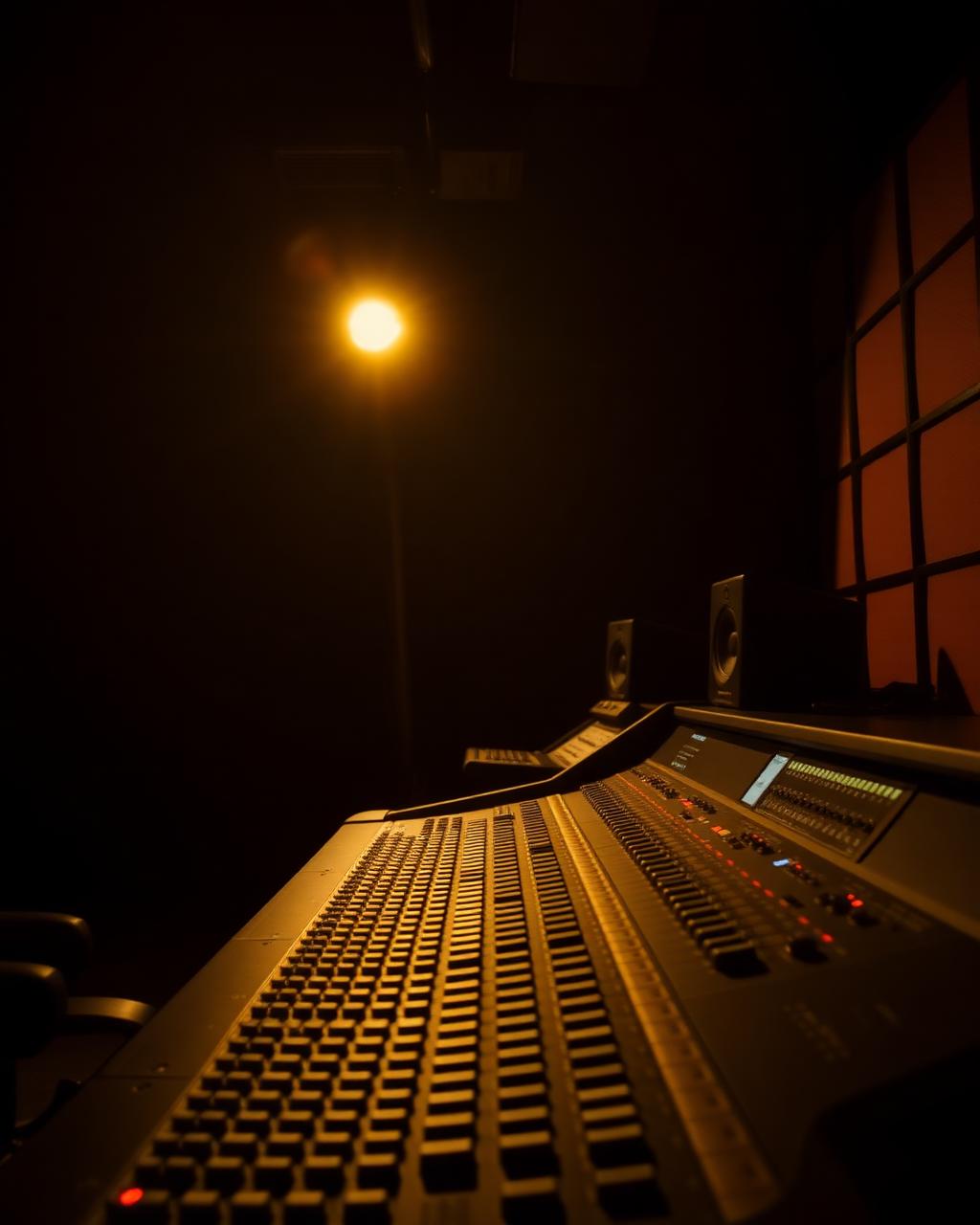 VHQ recording studio control room at night